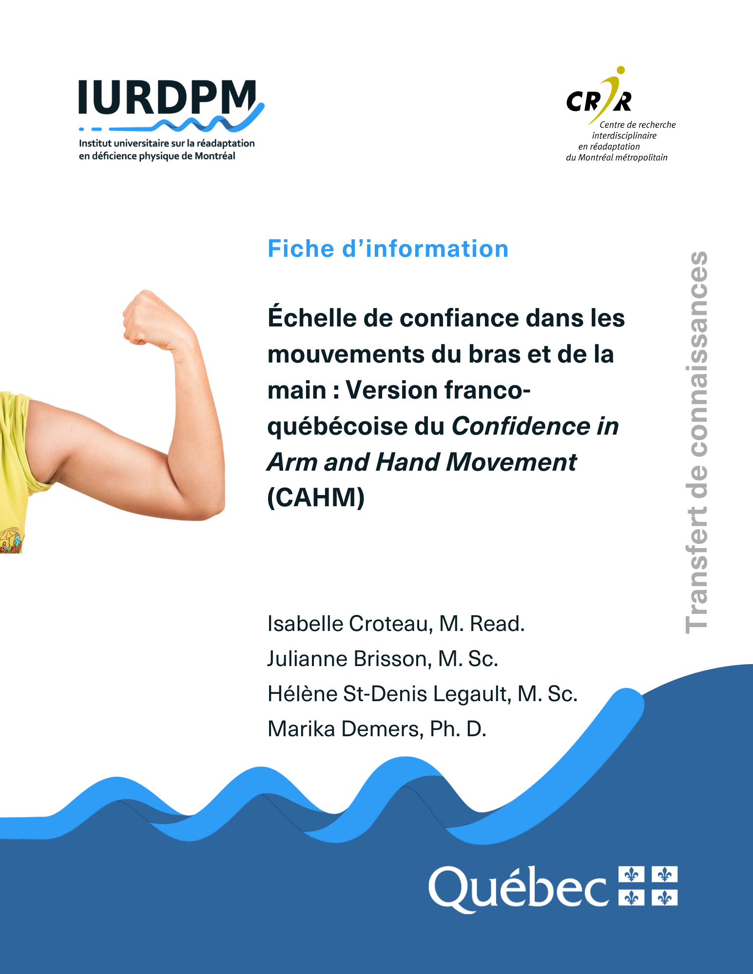 Échelle de confiance dans les mouvements du bras et de la main: Version franco-québécoise du CAHM