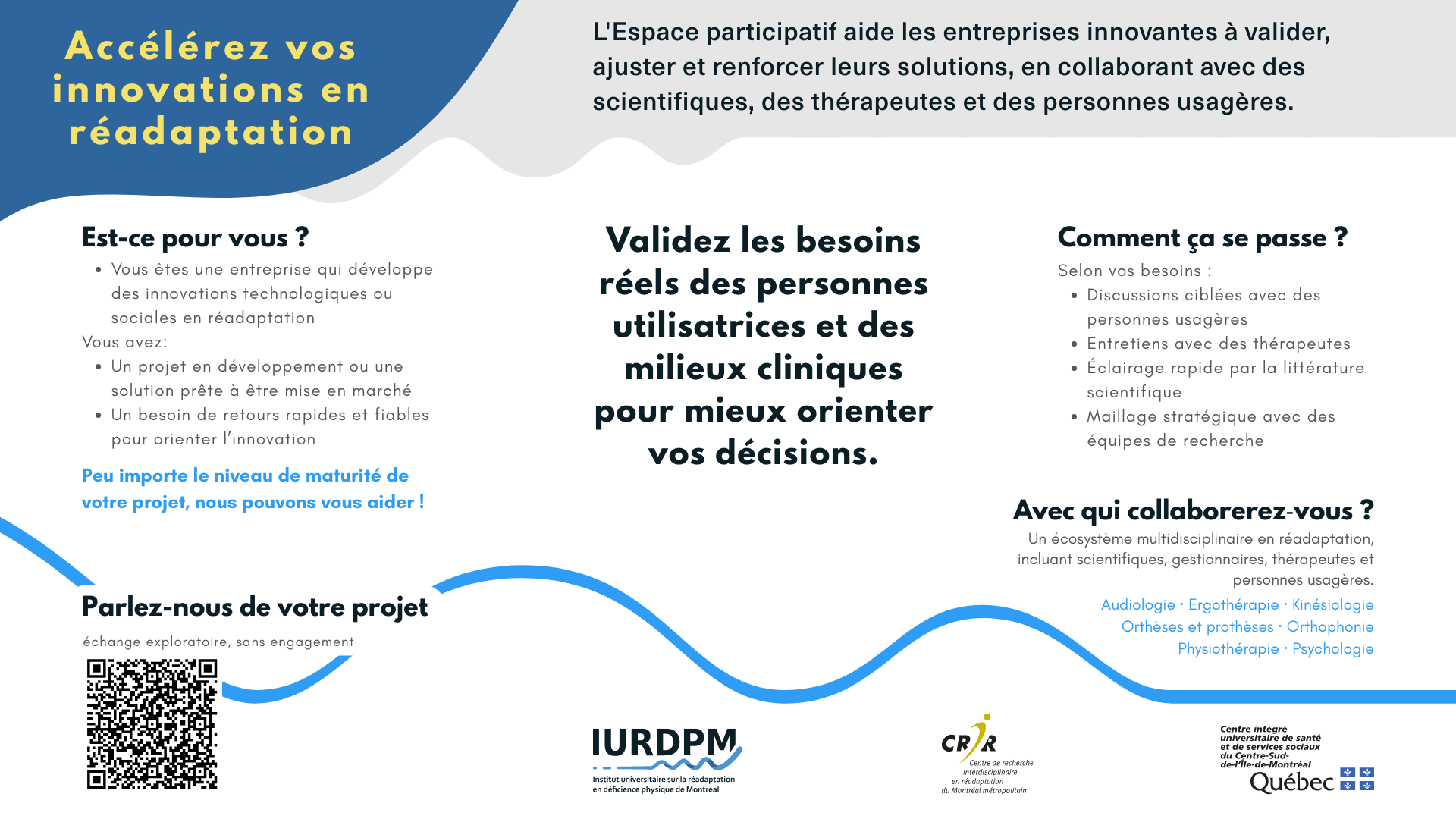 Espace participatif: accélérez vos innovations en réadaptation