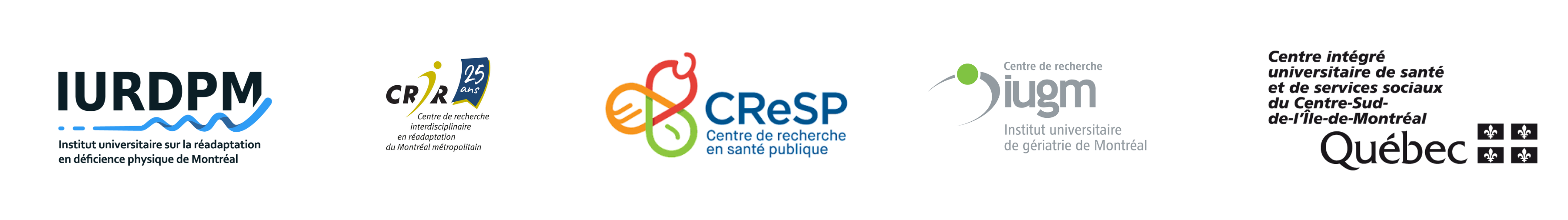 IURDPM, CRIR, CRESP, IUGM, CCSMTL logos